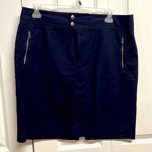 Ralph Lauren Dark Navy Blue Zipper Pocket Pencil Skirt Size 16